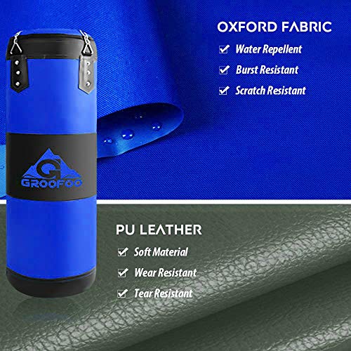image for GROOFOO Kids Boxing Bag for Punching Sparring, UNFILLED Oxford Punch B
