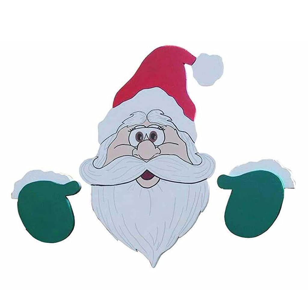 Buxuaaaa Christmas Theme Fence Garden Patio Welcome Design Navidad Santa Elk Eye-catching Peeking Santa Reindeer Fence Peeker Pattern Yard Decoration