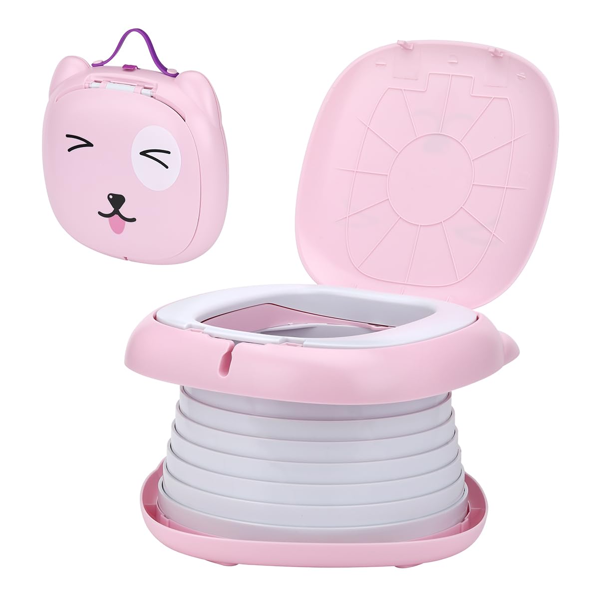 NK Original Kinder Toilettentrainer - Tragbarer, faltbarer Kindertoilettensitz mit lustigem Design, Lernhilfe, hygienisch, Übergangsphase Windel zu Toilette, inklusive Beutel