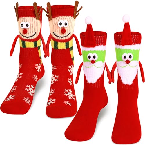 MUKOSEL 2 Pair 3D Weihnachtssocken, Lustige Socken,...