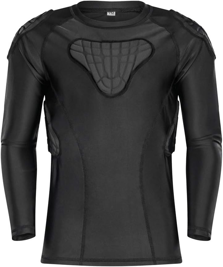 Sponsored Ad – Kids Sports Protective Padded Compression Tops Long Sleeve Shirt Rib Chest Elbow Protector Sports Gear for Rugby Basketball Football Skateboarding