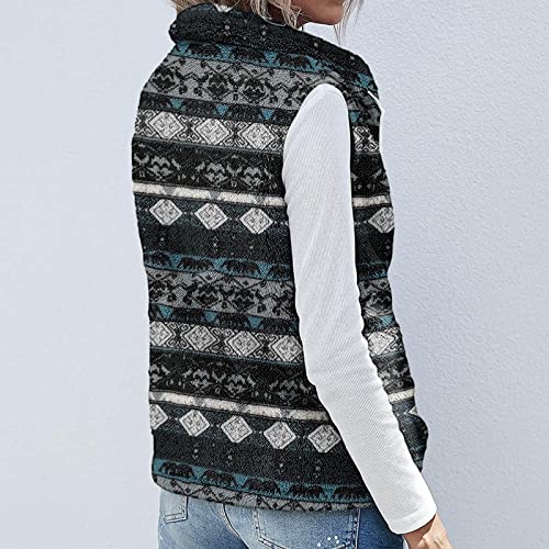 Women's Quilted Puffer Vest Thicken Warm Winter Sherpa Insulated Outerwear Vest Thermal Padded Gilet Zip Pockets Navy #TOP6