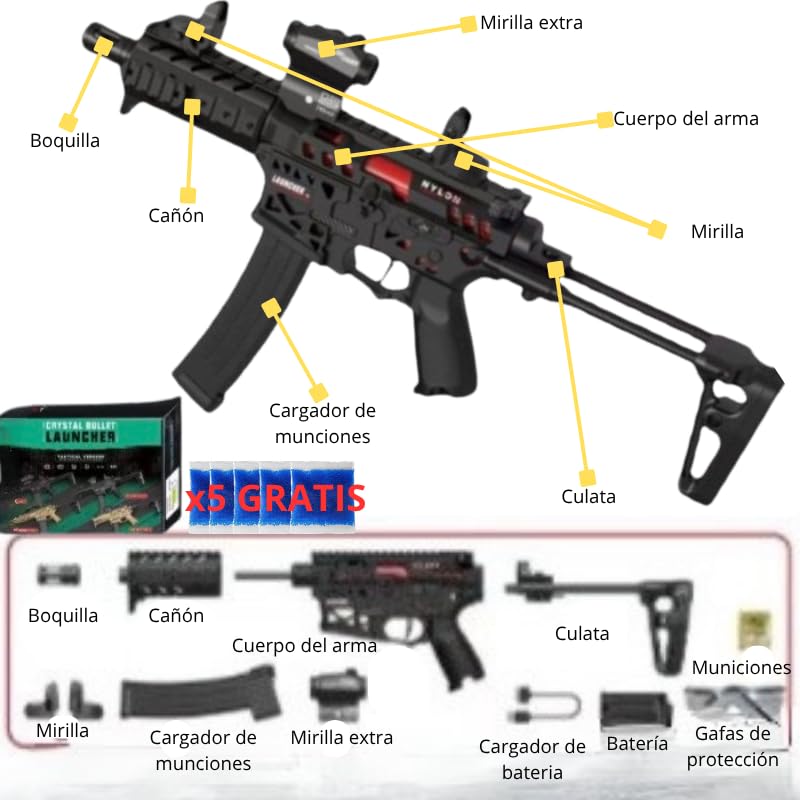 Gel Blaster MPX, pistola a gel elettrica con caricatore automatico, 60.000 pallini, effetto realistico della camera laterale, gioco tattico, spari e mira per giocare con gli amici