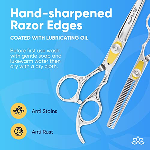 Image of Equinox Professional Razor Edge Series Hair Cutting Scissors Set - Barber Hair Cutting & Thinning Shears /Texturizing Scissors Set - 6.5 Inches Hair Cutting Scissors Kit for Men /Women /Kids /Salon & Home