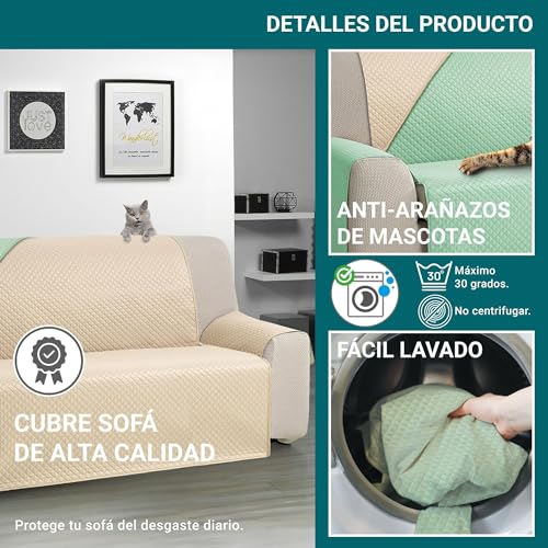 Housse de canapé réversible de qualité supérieure toucher extra doux 2 places XL - 6