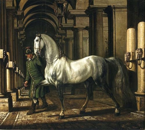 Peinture Bernardo Bellotto haut de gamme de 60x90cm avec le marié et le cheval