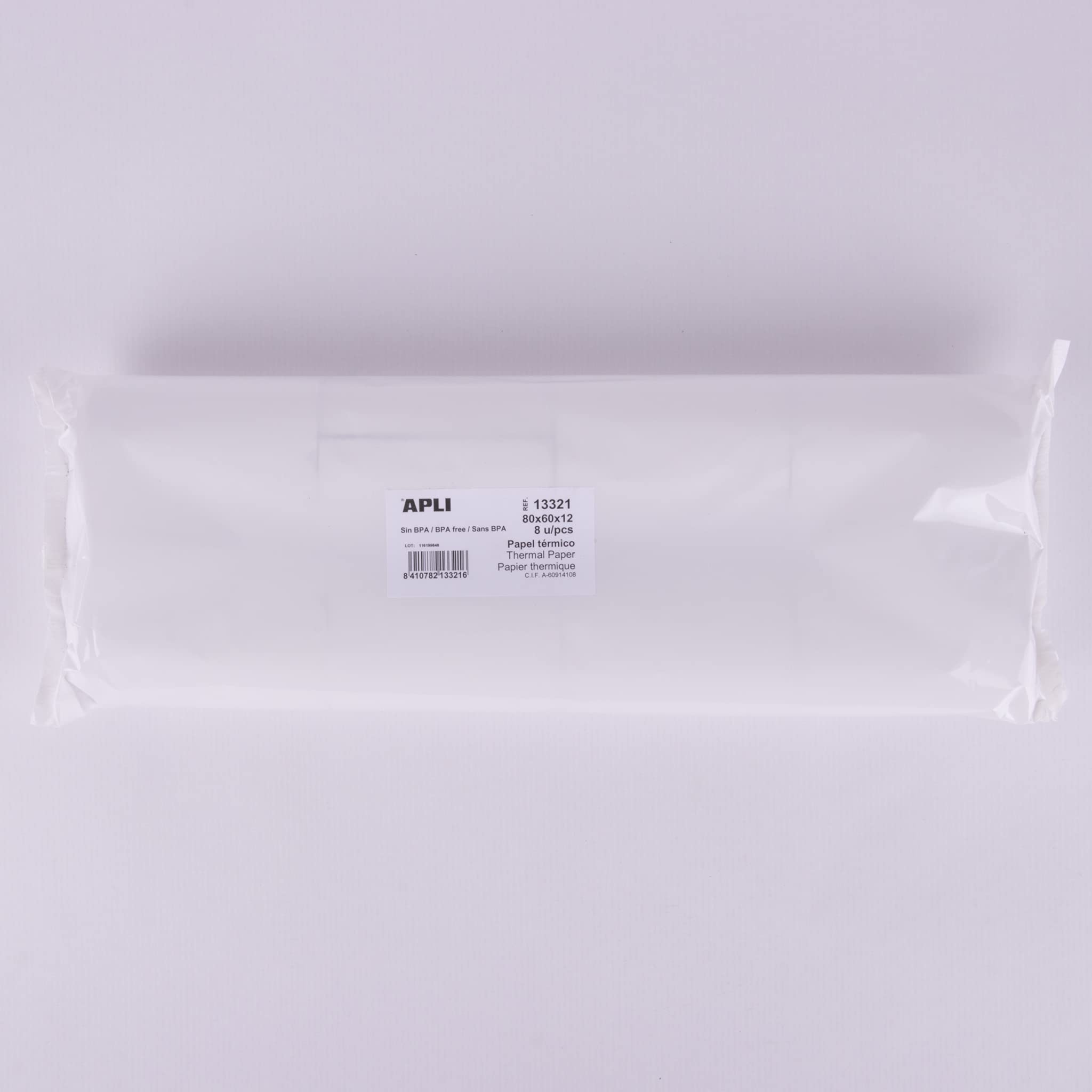 Apli 13321P Lot de 8 Bobines Papier thermique 80 x 60 x 12 mm
