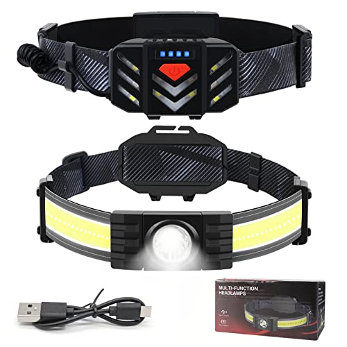 ZAKVOP led stirnlampe extrem hell 1000 lumen, 270° breiter Strahl stirnlampe wiederaufladbar mit rücklicht, 6 Modi leichtes IPX6 wasserdicht einstellbares stirnlampe, LED stirnband mit rücklicht Cover