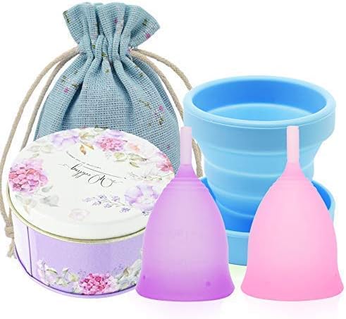 SPEQUIX 2 PCS Menstrual Cup (Small & Large) and 1 PCS Sterilizing Cup Set for Women Menstrual Hygiene Cups (Large)