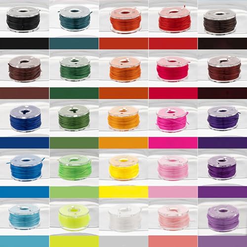 Pack de 25 bobinas de hilo elástico en colores surtidos para máquina de coser, con caja de almacenamiento para joyería y manualidades miniatura 3