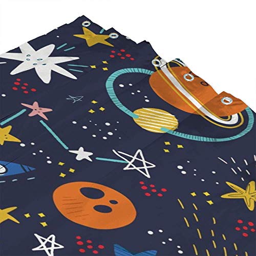 Rideau de douche cosmos en polyester imperméable 182x182 cm avec crochets