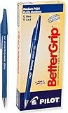 Pilot BetterGrip Cushion Grip Ball Point Pens, Medium Point, Blue Ink, Dozen Box (30051)