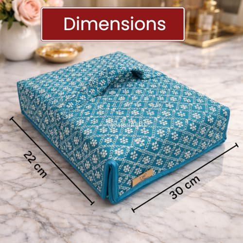 Image of Trendifly silk Lucknowi Jewellery Organiser Box for women Necklace organizer pouches Travel Makeup Cosmetic Earrings Jewelry Storage box for Bridal Gifting (Sky Blue)