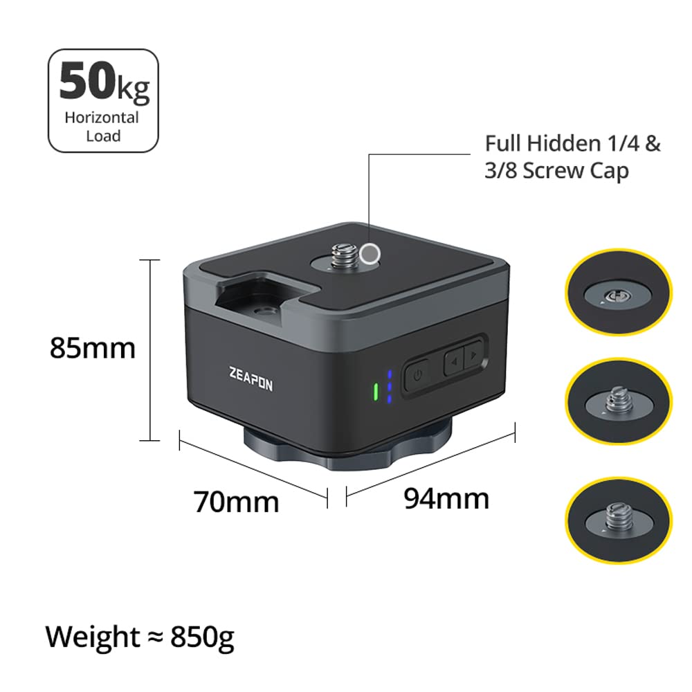 Amazon | ZEAPON PONS PS-E1 電動 パンヘッド 最大50kgの水平荷重 単軸 