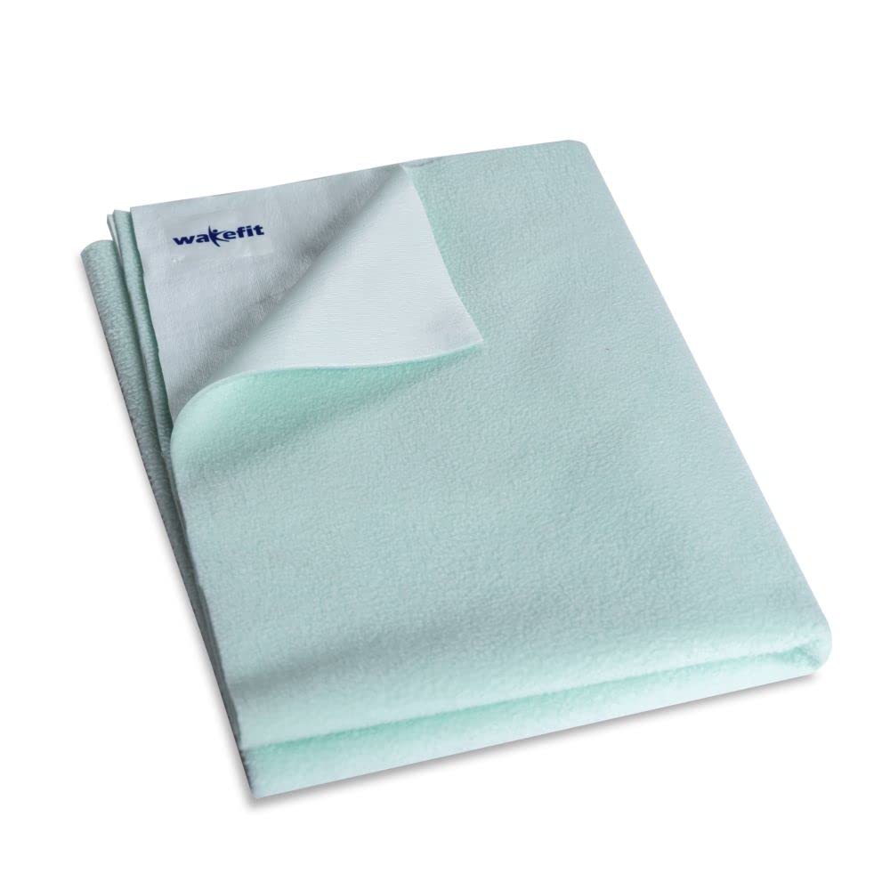 Wakefit Dry Sheet for New Born Baby | Waterproof Sheet for Toddler | Anti-Piling Fleece Extra Absorbent Quick Dry Sheet | Infant Bed Protector | Medium (100x70 Cms) | Sea Green - Set of 1