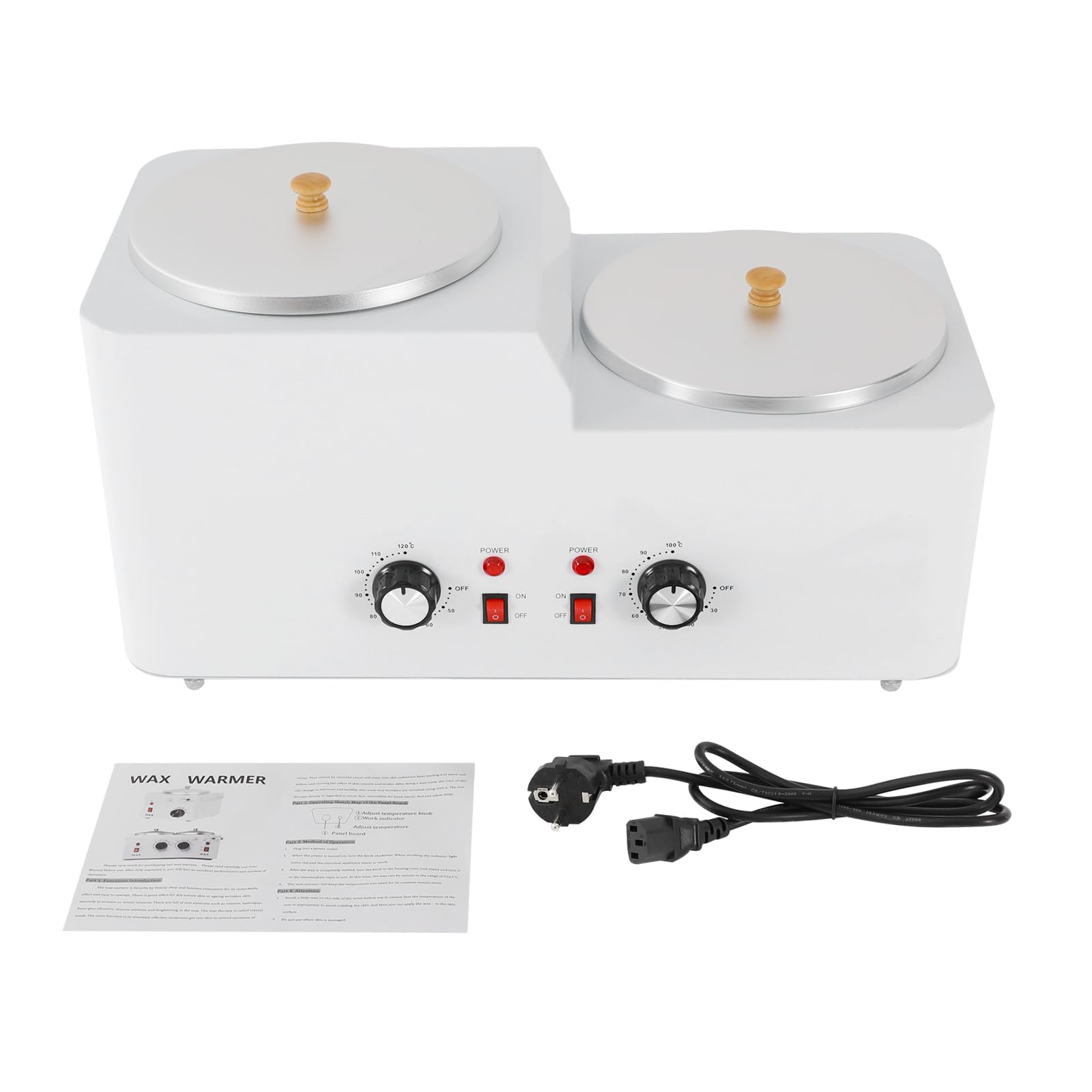 Calentador de Cera Depilatoria Doble Olla 600W 2.5L/olla Temperatura Ajustable Maquina Cera Caliente Depilacion adecuado para Personas, Salones Belleza, Uñas, Centros para Cuidado Piel