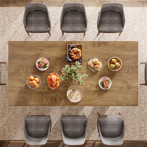 Image of Tribesigns Farmhouse Wooden Dining Table, 63-Inch Rectangular Kitchen Table with Heavy Duty Legs for Kitchen & Dining & Living Room, Brown