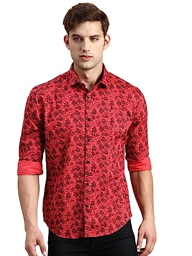 Image of SHOWOFFFF Men Printed Casual Shirt | Spread Collar Full Sleeves Cotton Shirt for Mens | Slim Fit Regular Length Shirt for Men's