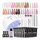 PEACECOLOR Poly Nail Gel Nägel Set mit UV Lampe, 15 Farben Poly Nagelgel Set 16ML und Slip Solution Base Top Matte Coat Acrylnägel für Quick Extension Selber Machen