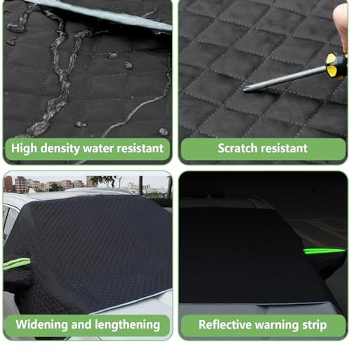 Image of Windshield Cover for Ice and Snow, Double Sided Heavy Duty 600D Oxford Fabric, Car Snow Cover with Side Mirror Cover and Night Reflective Tape, Fit Cars, SUVs, Vans, Truck