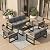 Aluminum Outdoor Patio Furniture Set with Height-adjustable Footrest for Lawn Porches Patio, 7-Seats All-weather Patio Sofa Sets with Coffee Table, Modern Outdoor Patio Conversation set, Grey