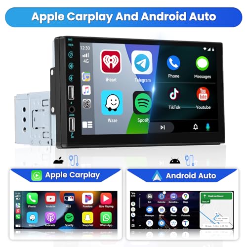 7 Inch Single Din Car Stereo Wireless CarPlay Android Auto - Image 2