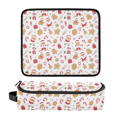 Bolsa de viaje para herramientas de cabello Claus Gingerbread Marble, tapete resistente al calor para planchas, rizadores y organizador portátil miniatura 3