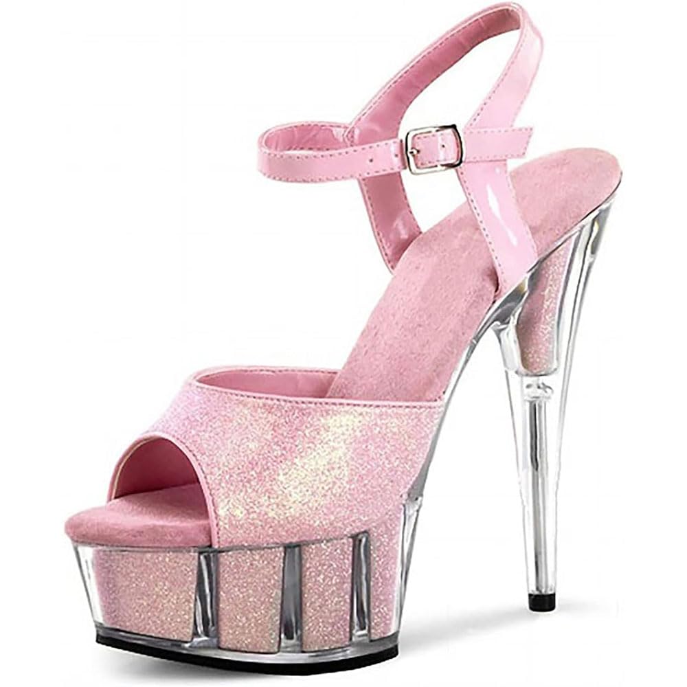 Hyfzxwx Women's E Glitter Sequin Sandals Xotic Fetish High Heel Sexy Stripper Performanc Pol Danc Shoes Wedding Party Prom Shoes Unisex Plus Siz Sexy/E/45Eu