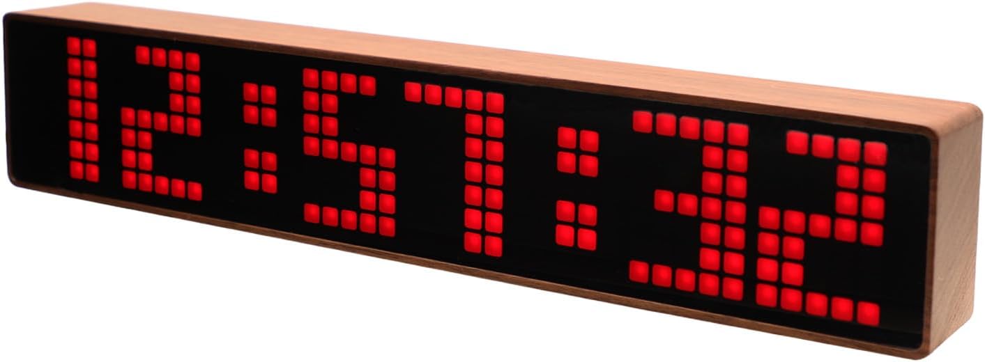 Adventurers Digital Alarm Clocks for Bedrooms, Black Walnut Clocks for Living Room with Big Numbers,Auto Brightness,Adjustable Alarm Volume,Auto DST,Temperature, Humidity, Air Pressure (White)