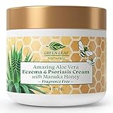 Fragrance-Free Eczema and Psoriasis Cream with Manuka Honey and Amazing Aloe Vera - Soothing Natural Relief for Dry Skin, Flaky Scalp, Skin Rash, Redness, Rosacea, Seborrhea, Dermatitis - 4 oz