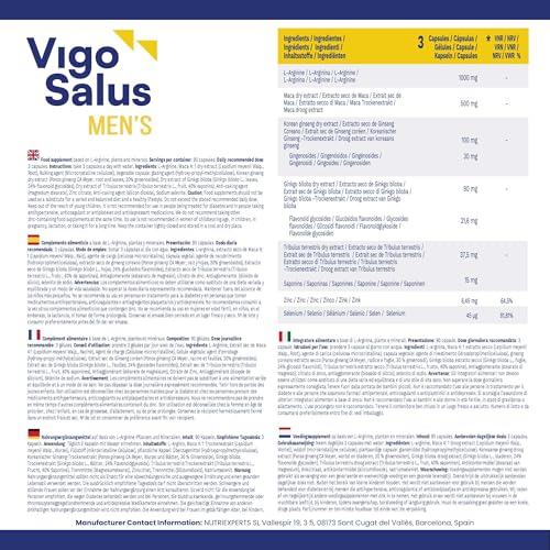 TESTOSTERON für Männer Booster - Extra Stark + Energie + Muskelaufbau - Hochdosiert -Ausdauer - Maca, L Arginin, Tribulus Terrestris, Ginko Biloba, Zink und Ginseng - Vigosalus 90 Kapseln