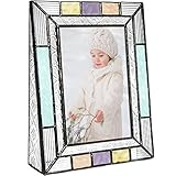 Colorful 4x6 Glass Picture Frame – Blue, Peach, Purple, Turquoise – J Devlin