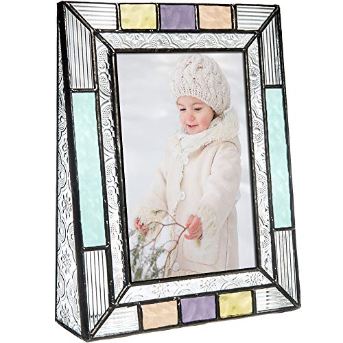 Colorful 4x6 Glass Picture Frame – Blue, Peach, Purple, Turquoise – J Devlin