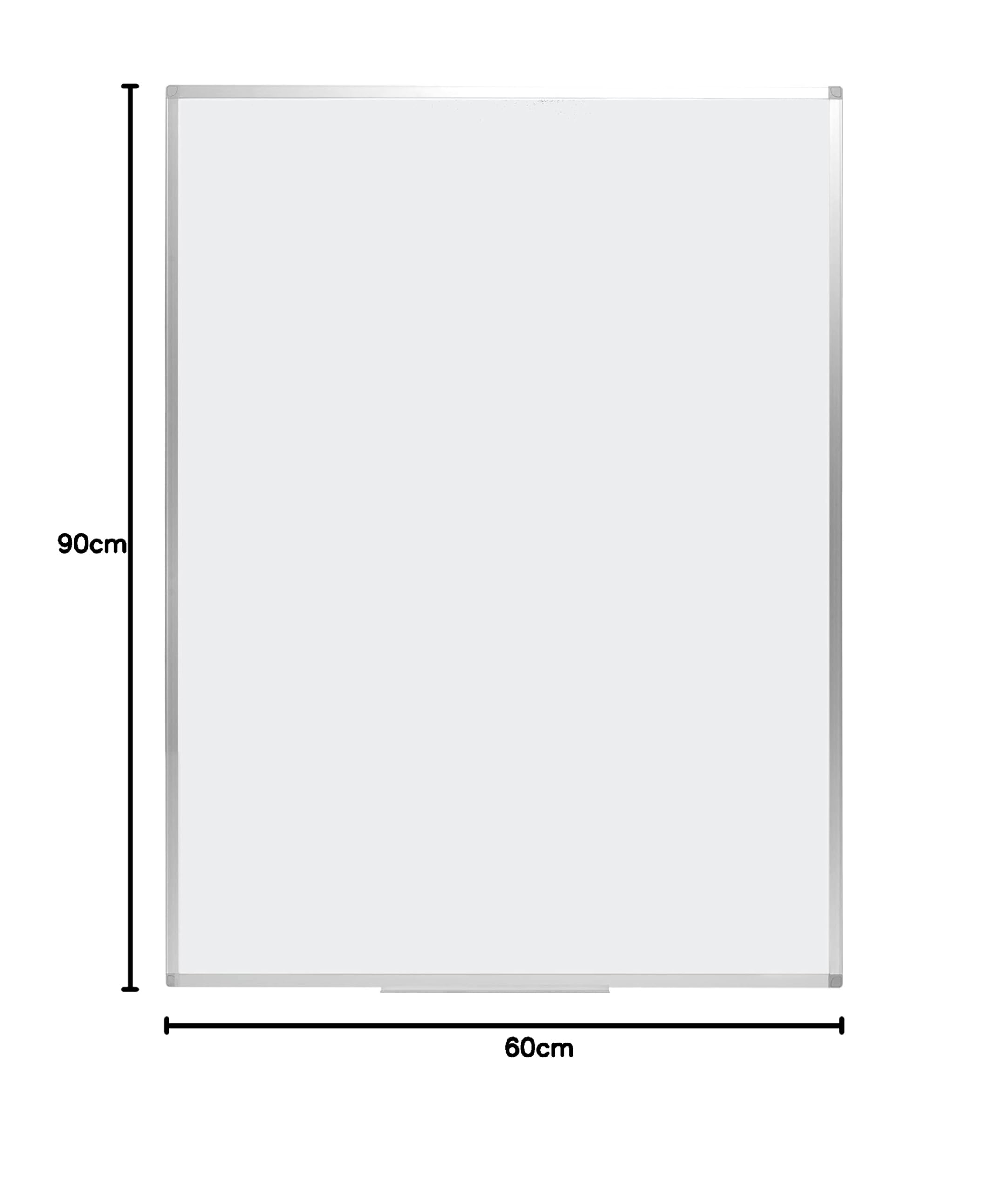 Magnetisches Whiteboard 90 x 60 cm, Mit Aluminiumrahmen und Stifteablage, Tocken Abwischbar, Wiederbeschreibbar, 2 Stück