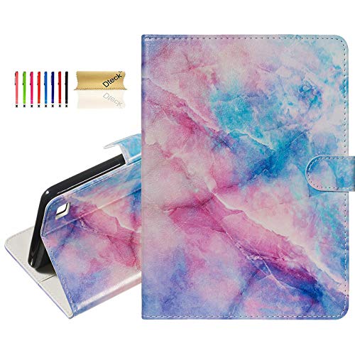 Dteck Case For Fire 7 Inch Tablet (9Th Generation 2019 & 7Th Generation 2017 & 5Th Generation 2015) - Slim Fit Synthetic Leather Protective Stand Pocket Folio Cover With Stylus Pen (Blue Pink Marble) #TOP13