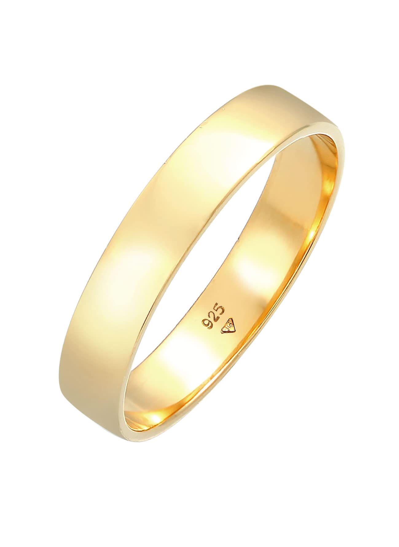 KuzzoiAnillo para hombre (4,5 mm), hecho a mano, de plata de ley 925, chapado en oro, anillo de compromiso, anillo de amistad, anillo básico pulido, talla 60 – 66