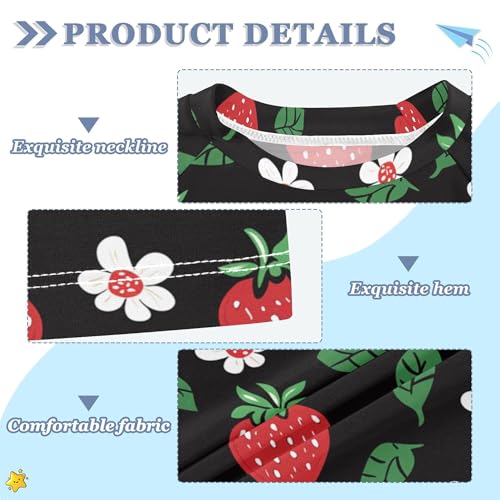 Fruit Strawberry Floral Girls Bathing Suit Short Sleeves Baseball Shirts Swimwear Beach Tops 3T3