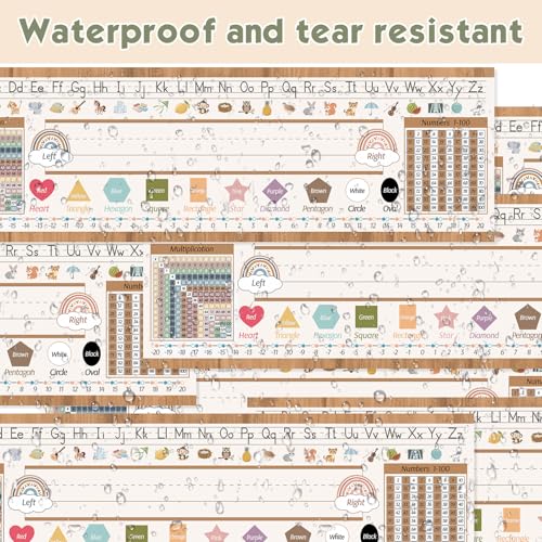 Honoson 40 Pcs Boho Retro Desk Name Plates for Classroom Back to School Student Desk Name Tags with Alphabet Number Line Ruler Nameplates Labels for Office First Day of School Teacher Supplies - Image 3