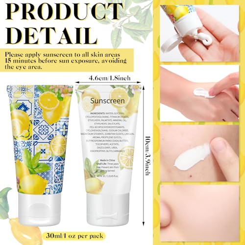 Image of 36 Sets Sunscreen for Baby Shower Party Favors SPF 30 Mini Lotion 1 oz Resistant Travel Sunscreen Bulk Thank You Gifts for Guest Party Supplies(Lemon)