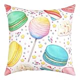 richhome Funda de almohada colorida de caramelo para niños de 22 x 22 pulgadas, paquete individual, funda de almohada de paleta de acuarela para habitación de niñas, funda de cojín de postre arcoíris