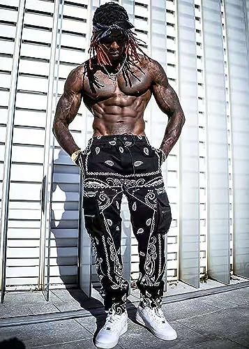 Men's Paisley Pants Cargo Jogger Hip Hop Workout Punk Pants Bandana Techwear Streetwear Sweatpants4