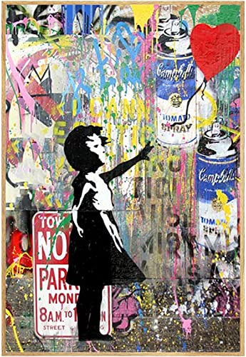 Graffiti Banksy Wall Art Girl Holding Balloons Canvas Paintings Art Posters and Prints Pictures Kids...