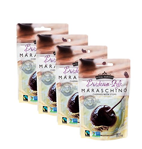 Royal Harvest Bordeaux Maraschino Cherries with Stems, 4 Ounce (Pack of 4)