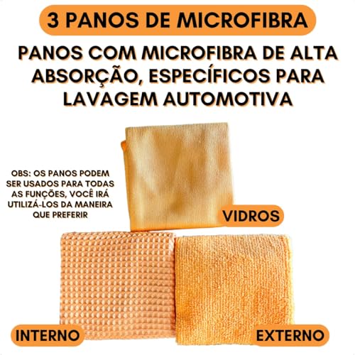 Kit Limpeza Lavagem Automotiva Luva Microfibra Esponja Escova De Rodas Pano Secagem Conjunto 7 Peças