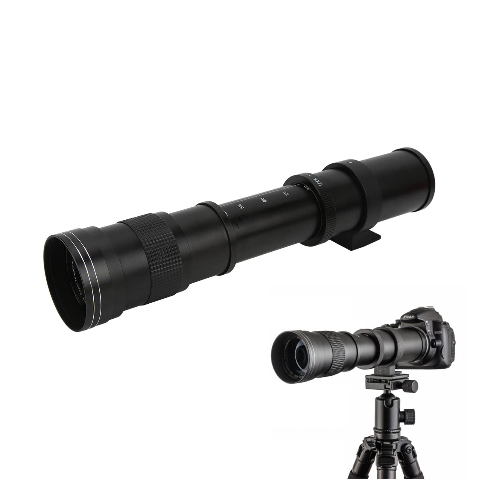 Fotocamere digitali e accessori 420‑800mm F8.3‑16 Teleobiettivo zoom manuale per fotocamera con anello adattatore per fotocamere AF 27 * 9 * 9 cm obiettivo e accessori