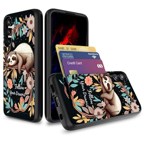 wiaekosef for Galaxy S25 FE Case,Wallet Case Credit Card Holder Dual Layer Hybrid Shockproof PC + TPU Case Cover for Samsung Galaxy S25 FE 6.7" 2025,Cute Baby Sloth On The Tree