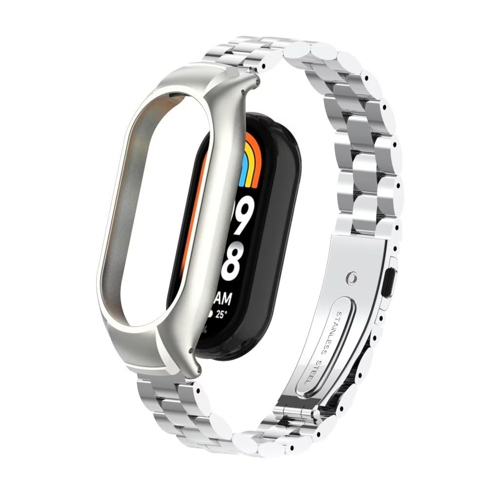 nuosiweilang Bracelet Compatible with Xiaomi Mi Band 8 Strap Metal Stainless Steel Replacement Wristband WatchBand Accessories for Xiaomi Smart Band 8 - Image 2