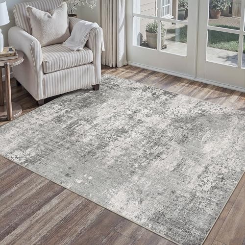 PureCozy 3x5 Washable Area Rug Beige Abstract Non Slip Carpet for Office Entryway Soft Low Pile Neutral Modern Throw Indoor Door Mat Kitchen Living Room Bedroom Bathroom