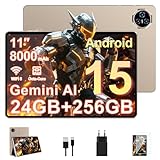 BIEGEDY 2026 último Tablet 11 Pulgadas Android 15 Gemini AI, 24GB RAM+256GB ROM 2TB/TF Octa-Core 8000mAh, GMS, 5MP+13MP, 5G WiFi, Facial ID, Tablet Niños Oro