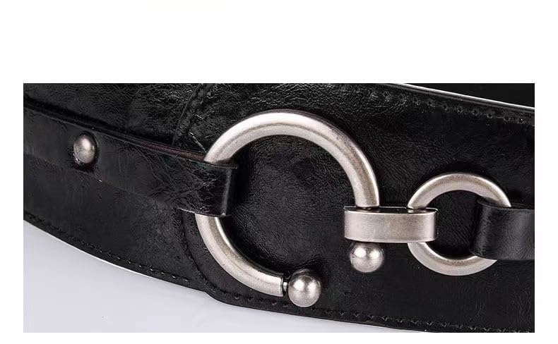 MINILUJIA Women Wide Elastic Waist Belt Stretch Waist Belt Fashion Retro Leather Waistband for Dresses, Cosplay Belt2